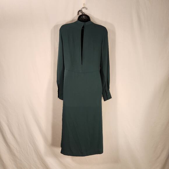 H&M Green High Neck Unlined Pin Tuck Gremlincore Goblincore Twee Womens 2 NEW - Picture 3 of 12